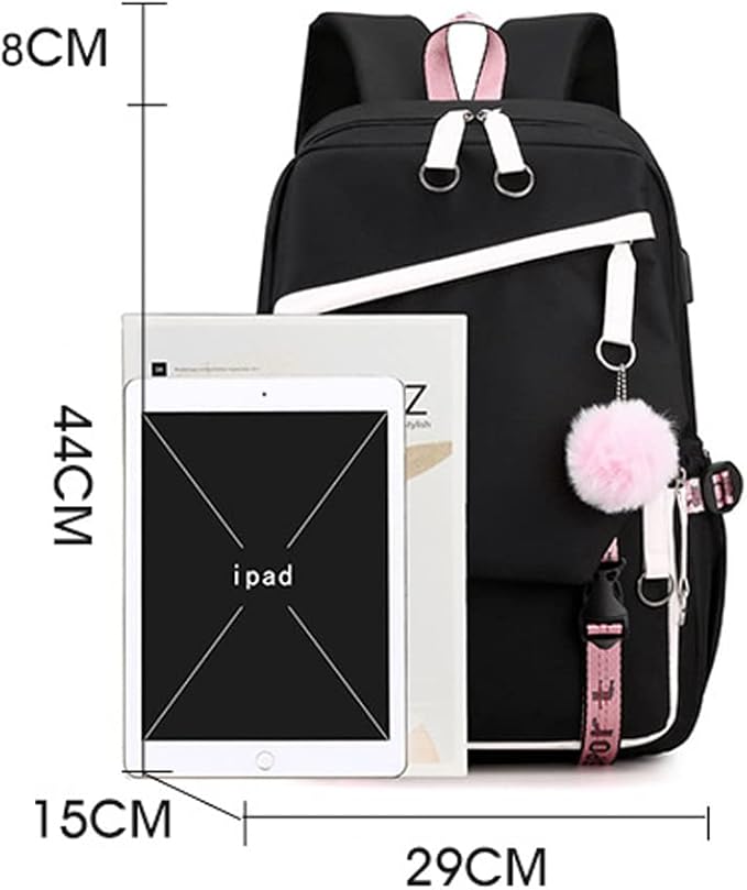 Laptop Backpack With USB and Cute Cartoon Pattern