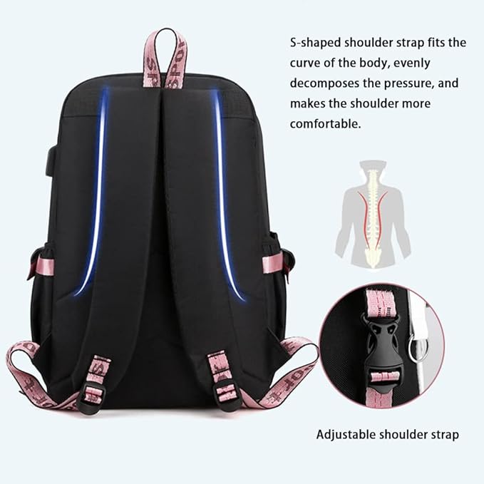 Laptop Backpack With USB and Cute Cartoon Pattern
