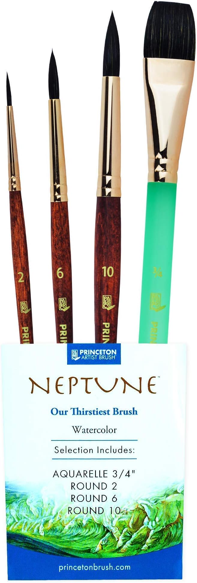 Princeton Neptune 4750 Series 4pc Watercolor Brush Set - Watercolor Brushes