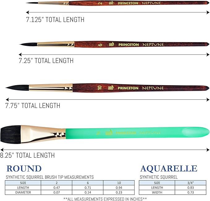 Princeton Neptune 4750 Series 4pc Watercolor Brush Set - Watercolor Brushes
