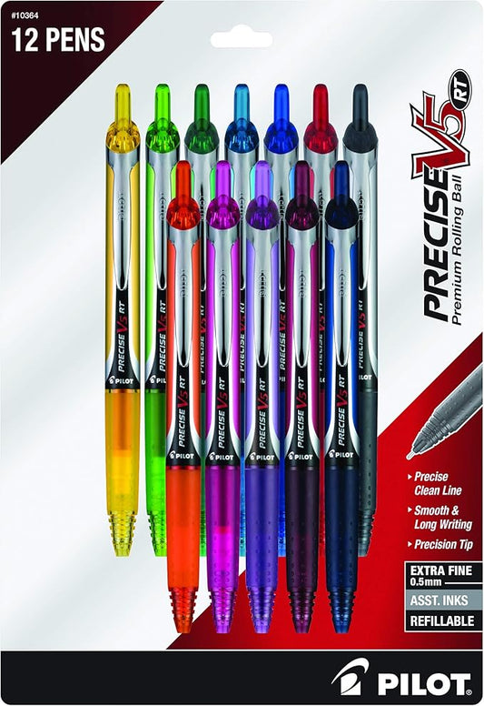 Pilot, Precise V5 RT Refillable & Retractable Rolling Ball Pens
