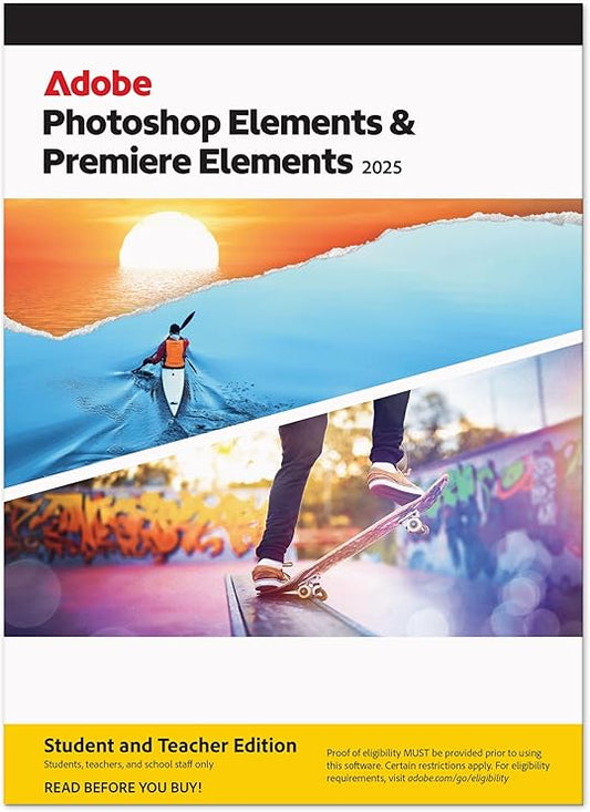 Adobe Photoshop Elements 2025 & Premiere Elements 2025 Student & Teacher Edition- Software