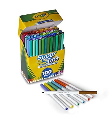 Crayola Super Tips Marker Set (100ct), Fine Point Washable Markers
