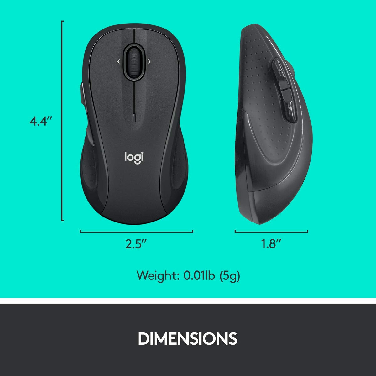 Logitech M510 Full Size Ambidextrous 2.4 GHz Wireless Mouse