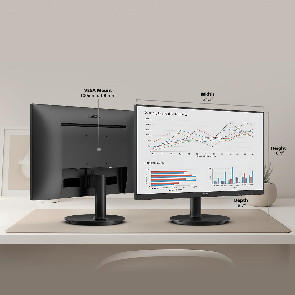 Philips 24 Inch Computer Monitor FHD 100Hz VA VESA Flicker-Free