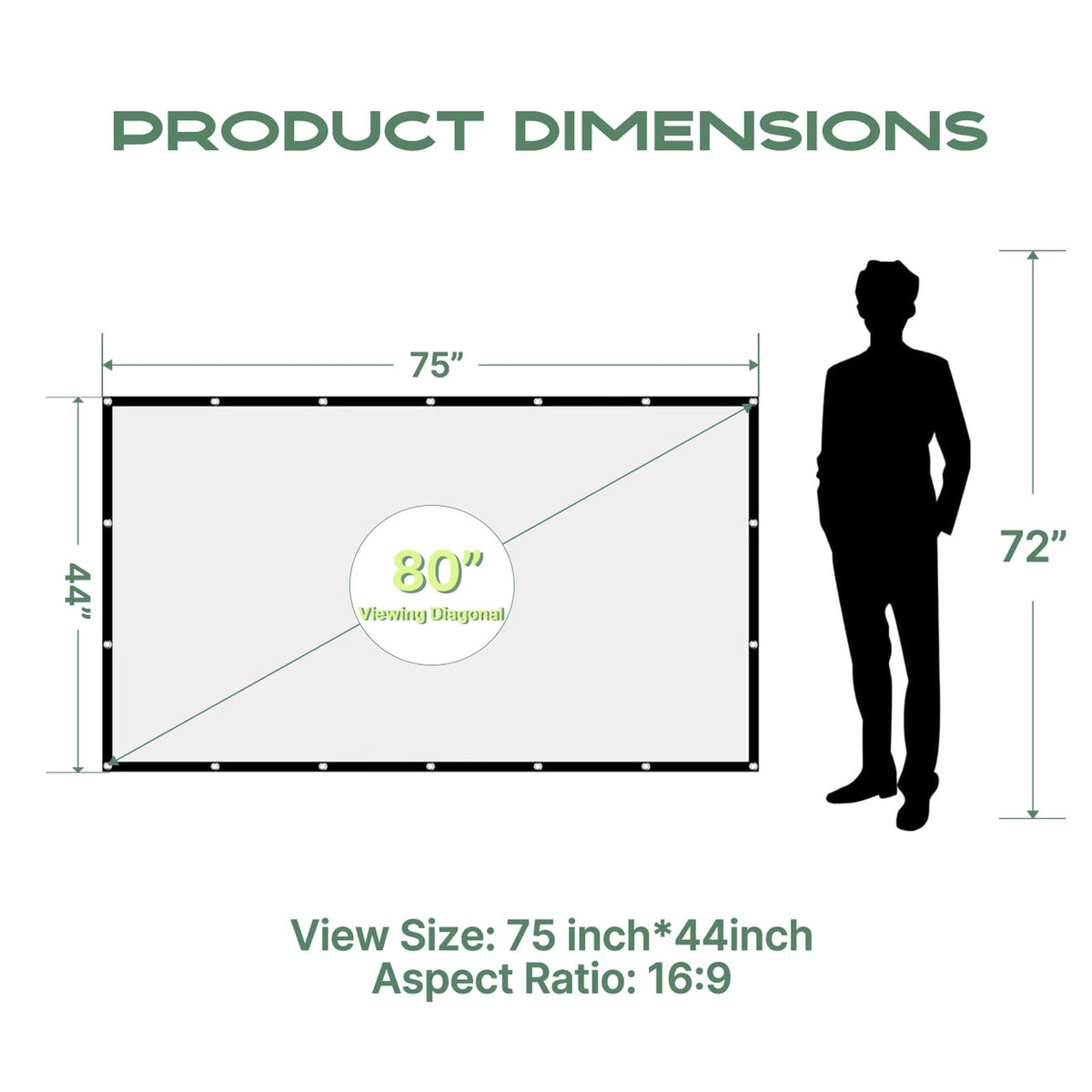 AAJK 80inch Projector Screen