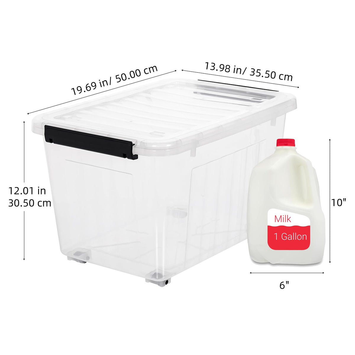 54 QT Clear Plastic Storage Bins with Lids Stackable and Nestable Storage Boxes with Lids, 6 Packs