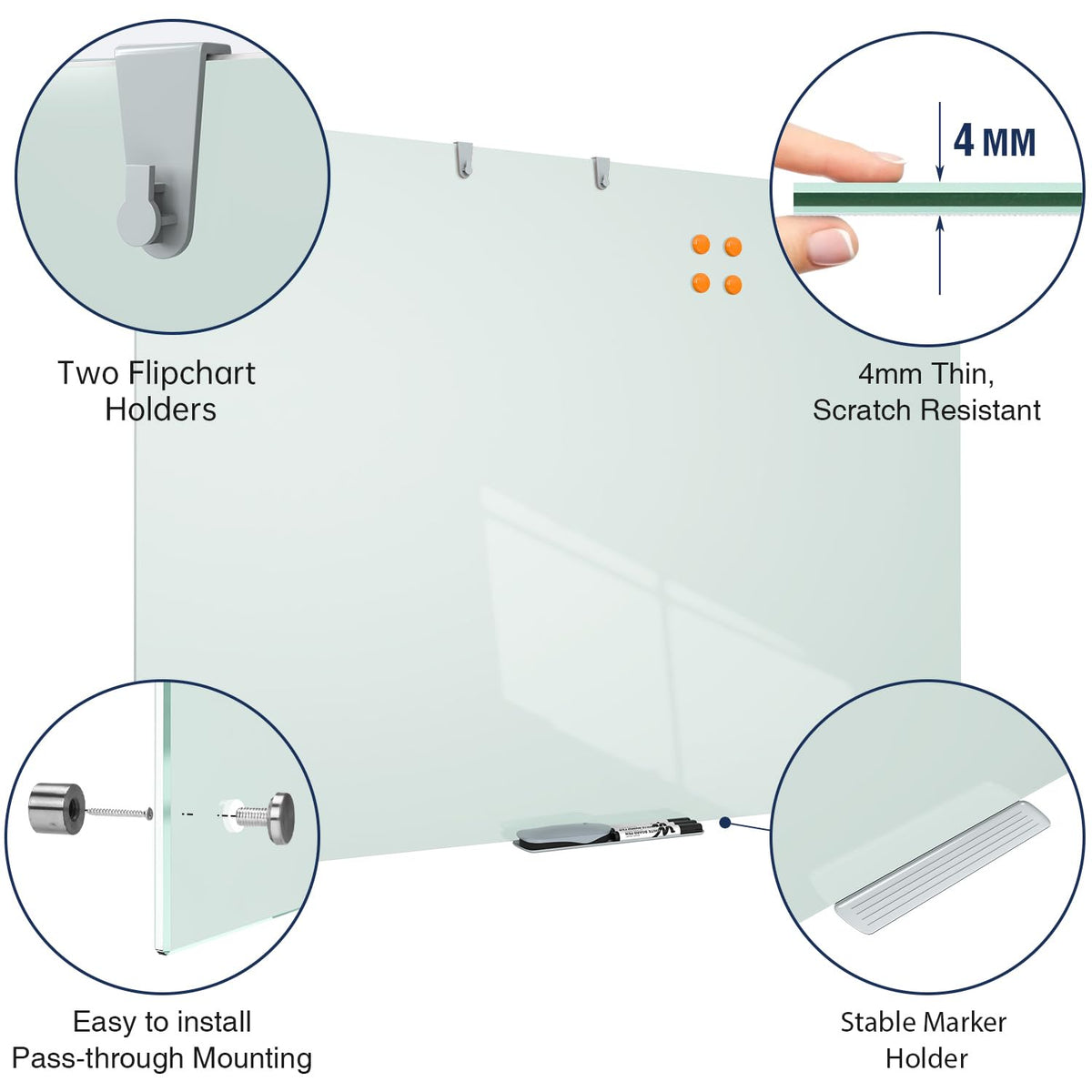 TSJ OFFICE White Board for Wall - 48" x 36"