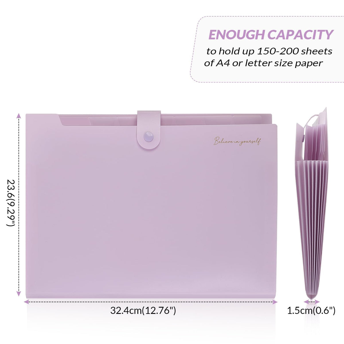 SKYDUE Expanding File Folder, Accordion File Organizer with 8 Pocket, Expandable Document Paper Receipt Holder for School Office Hospital, Letter/A4 Size- Purple