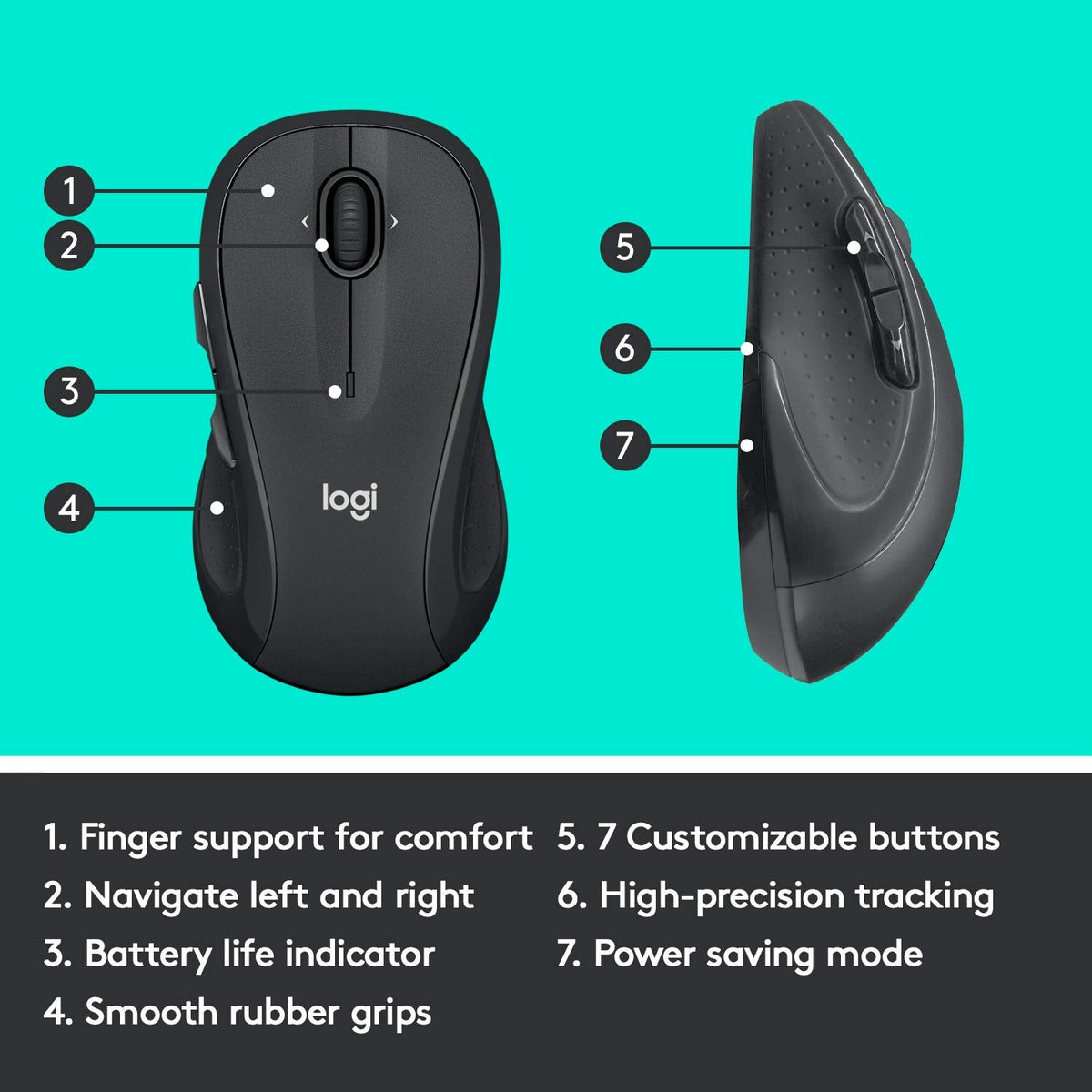 Logitech M510 Full Size Ambidextrous 2.4 GHz Wireless Mouse