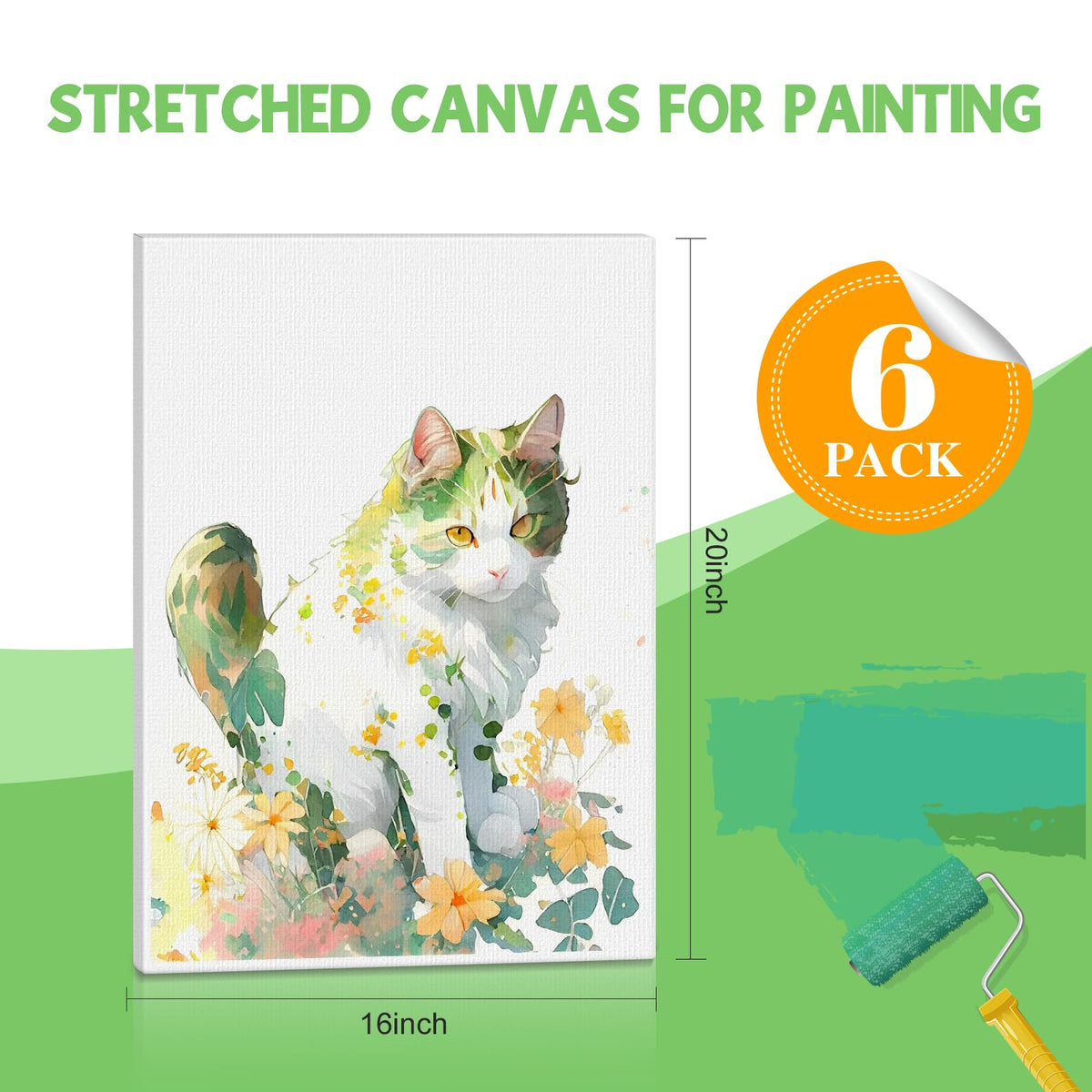 ESRICH Stretched Canvas for Painting 16x20 Inch, 6Pack Large Canvas for Painting