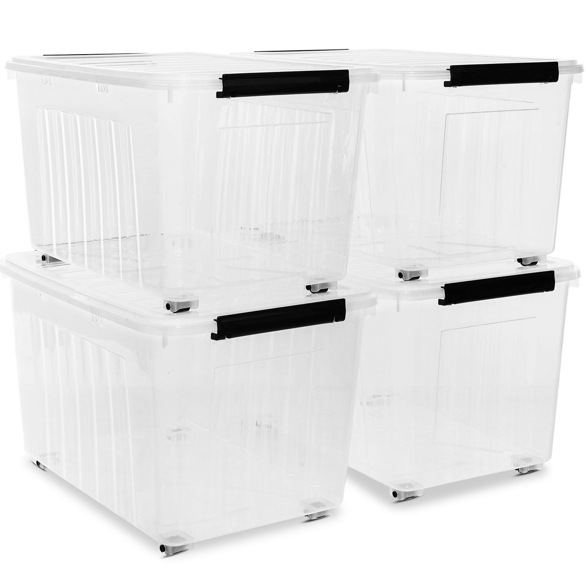 82 QT Clear Plastic Storage Bins with Lids Stackable and Nestable Storage Boxes with Lids, 4 Packs