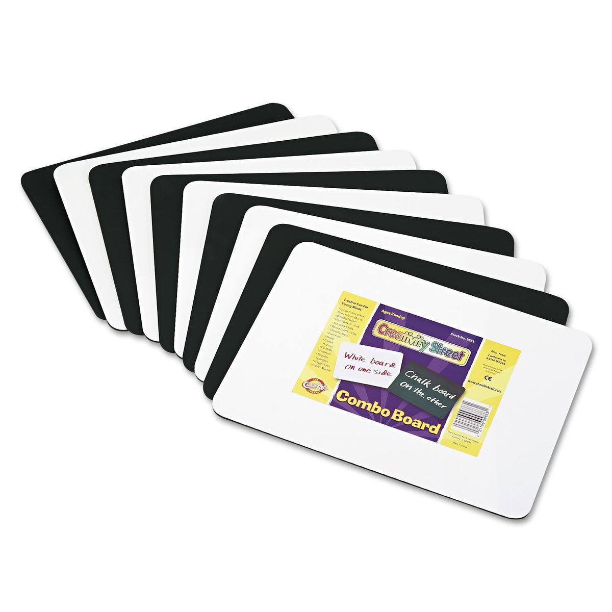 Chenille Kraft Creativity Street 988310 Combination Dry-Erase/Chalk Board, White/Black, Mini - Up to 2' (Set of 10)