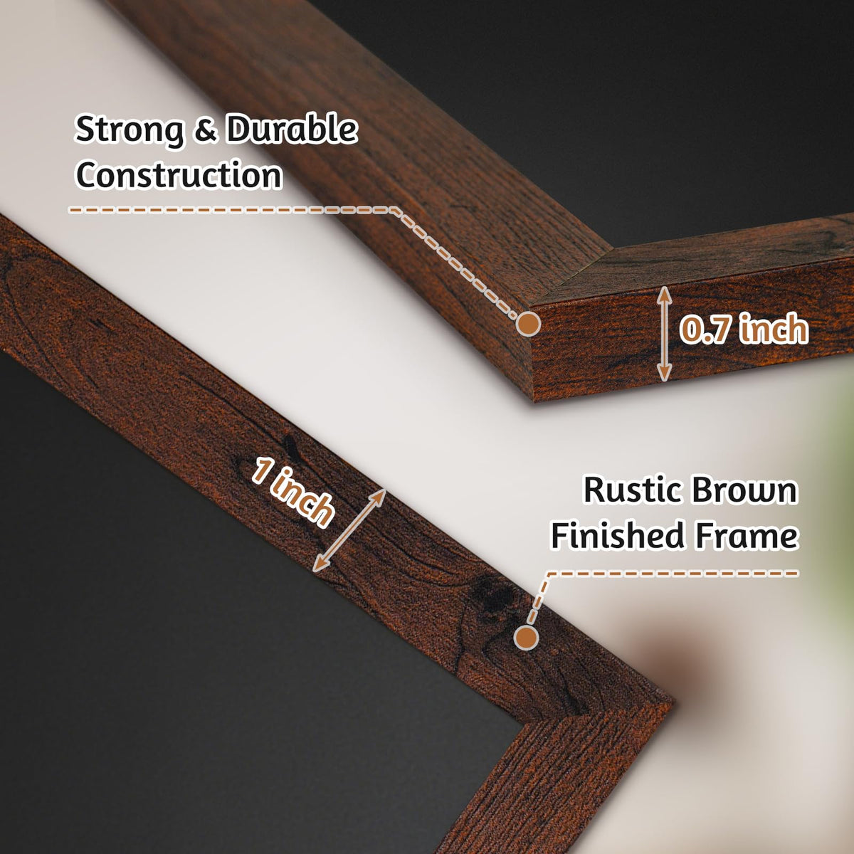 4 THOUGHT Magnetic Chalk Board 36" x 24", Rustic Brown
