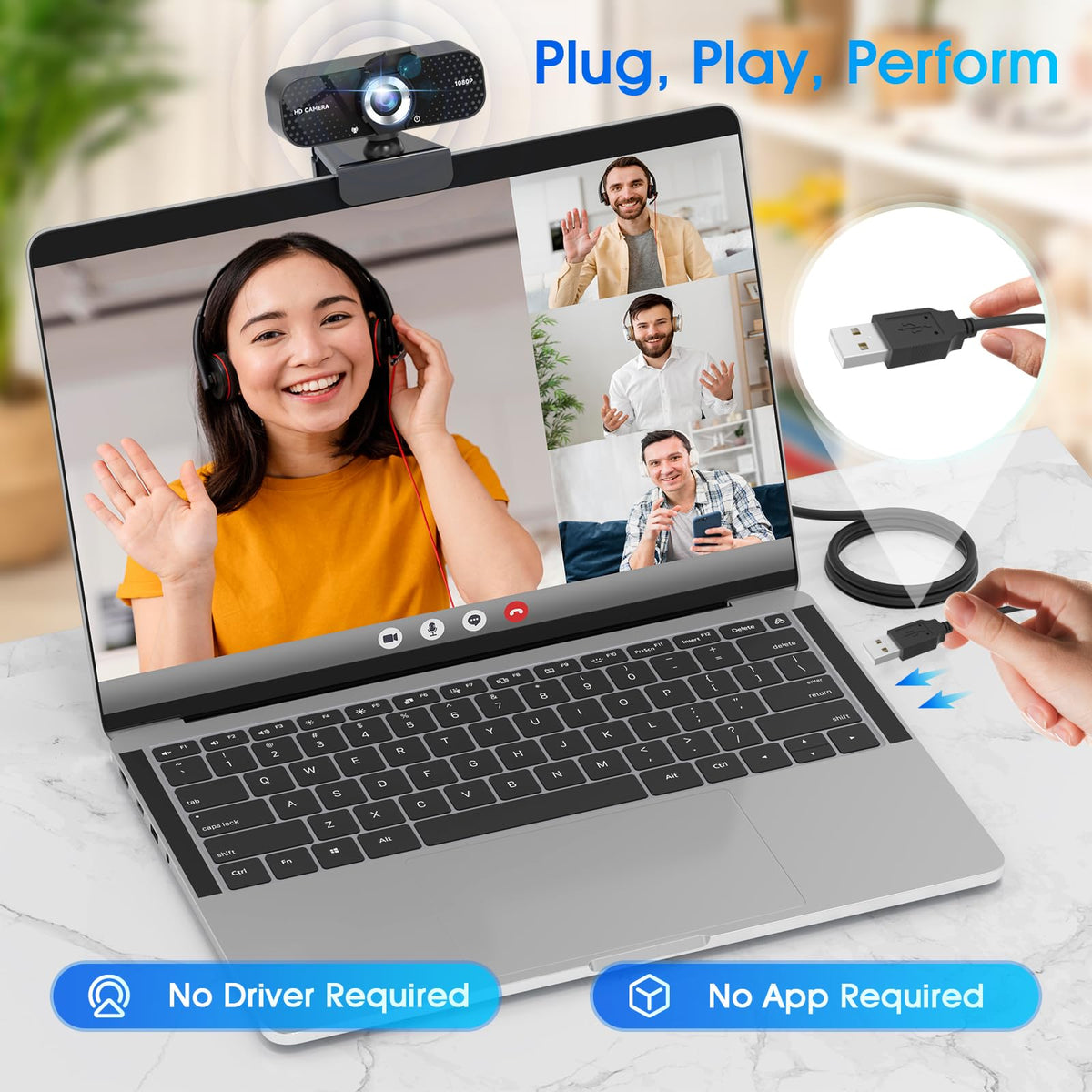 TRAUSI 1080P FHD Webcam