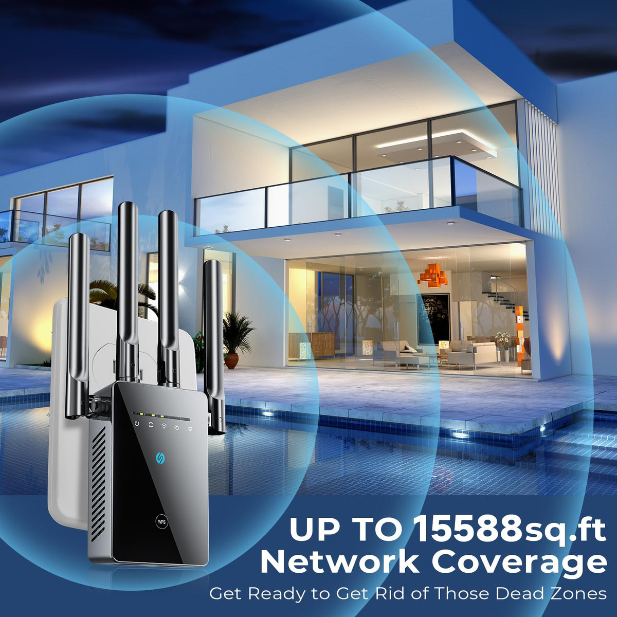 WiFi Extender Signal Booster - 6X Faster Internet Extender WiFi Booster