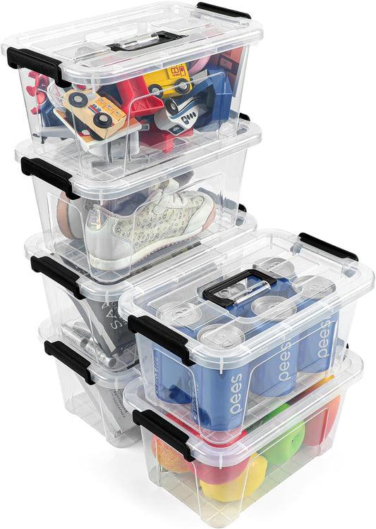 Plastic Storage Bins with Lids 6 Pack Storage Organizer, 7 Quart, Clear