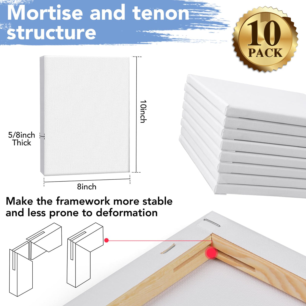 ESRICH Stretched Canvases for Painting 8x10, 10 Pack