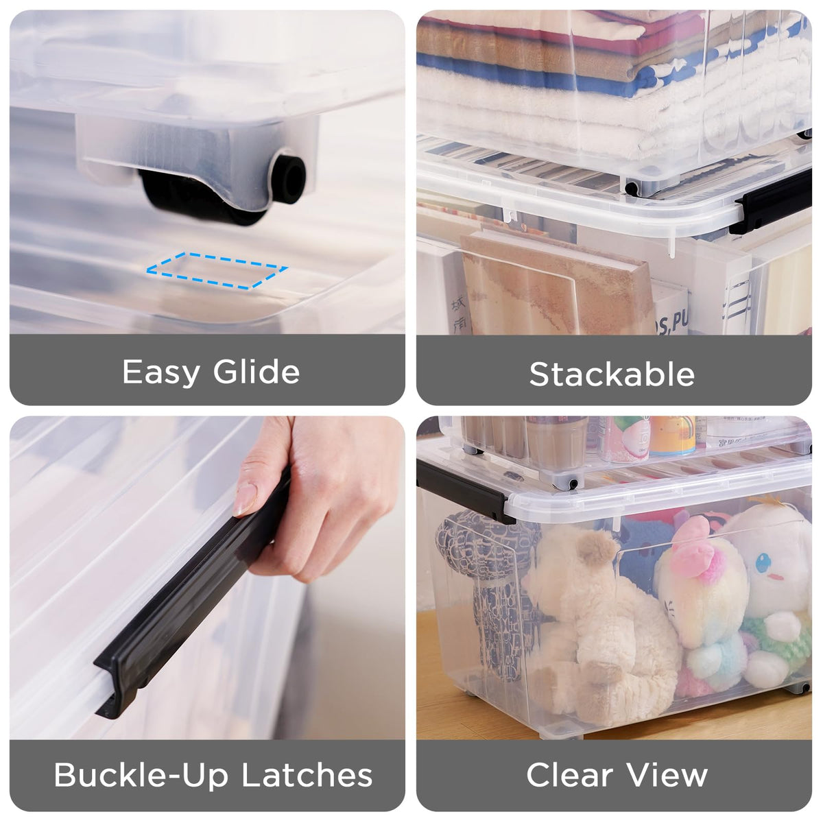 54 QT Clear Plastic Storage Bins with Lids Stackable and Nestable Storage Boxes with Lids, 6 Packs