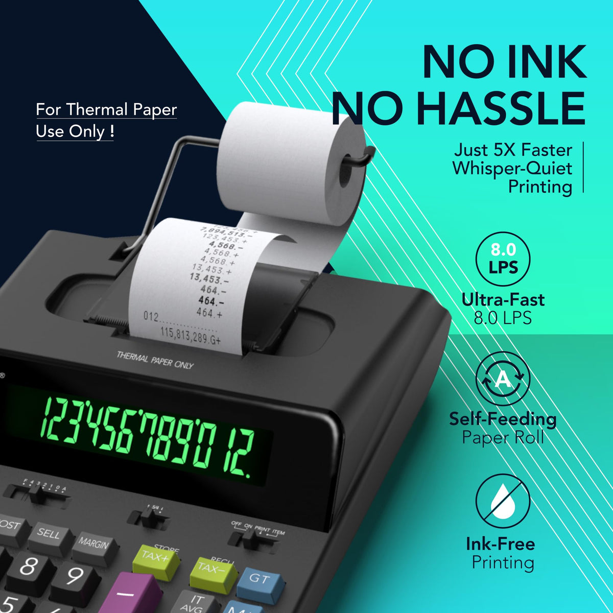 CATIGA 12 Digit Thermal Printing Calculator with Tape Print Out, accounting