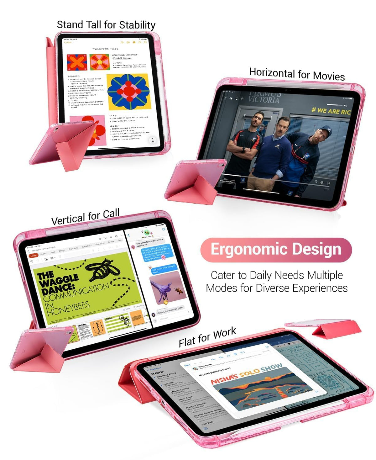 CoBak Case for iPad (A16) 11th Generation, iPad 10th Gen, Pink Glitter
