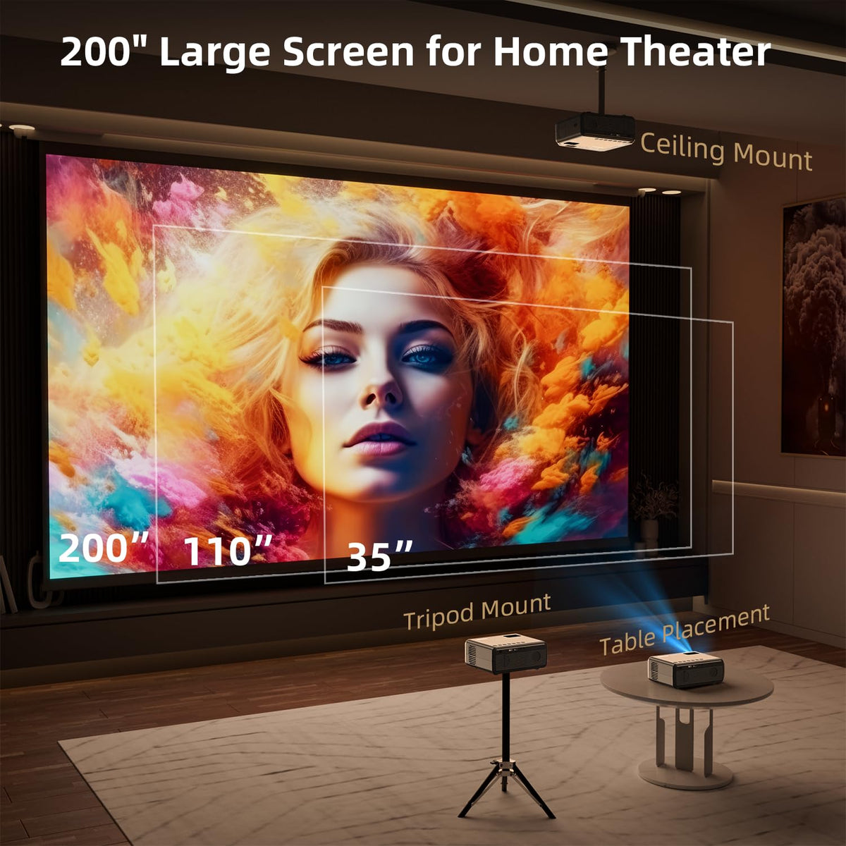 FUDONI WiFi Bluetooth Projector