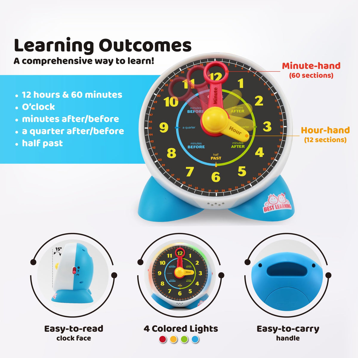 Learning Clock - Educational Talking Learn to Tell Time with Quiz