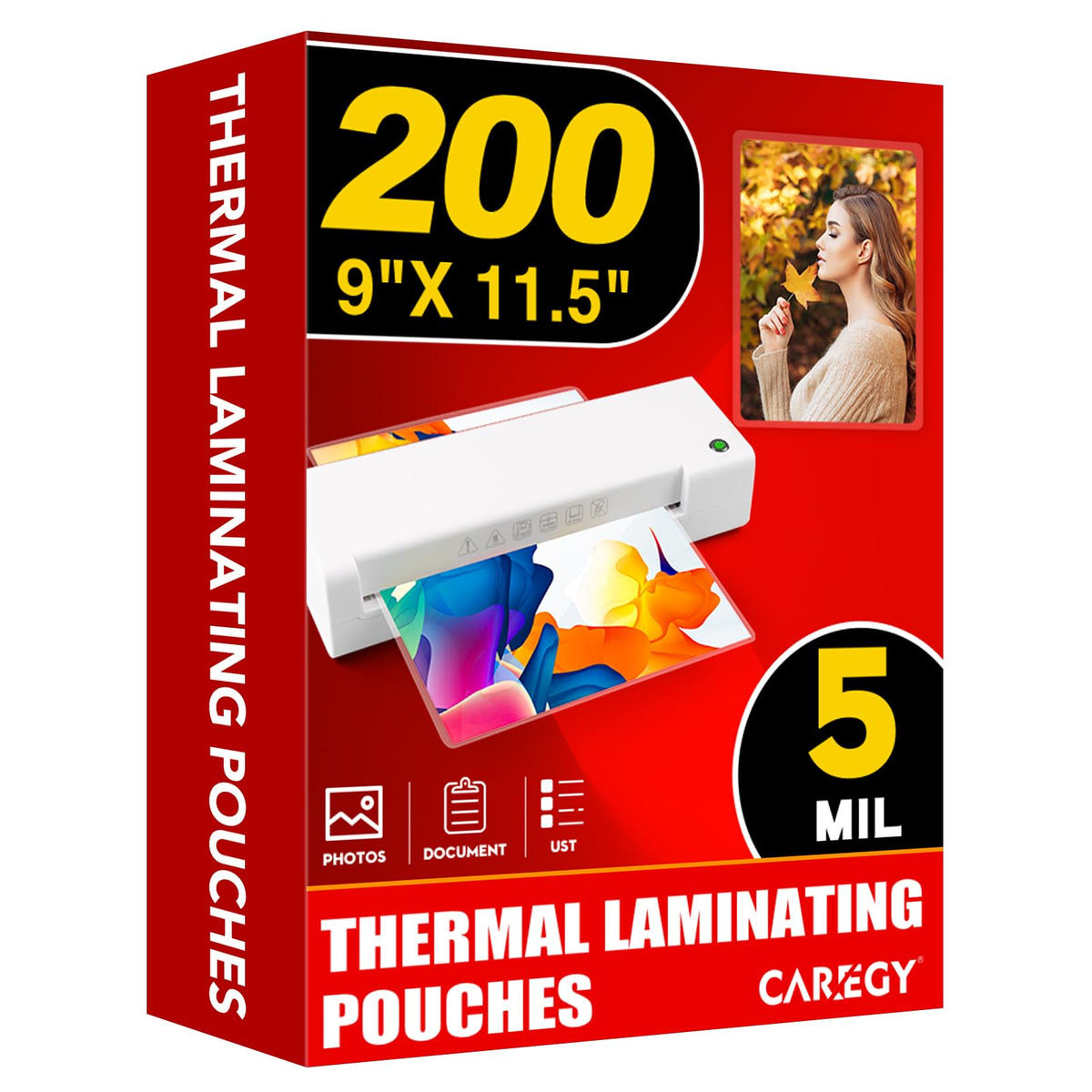 CAREGY 5 Mil Thermal Laminating Pouches, 200 Pack