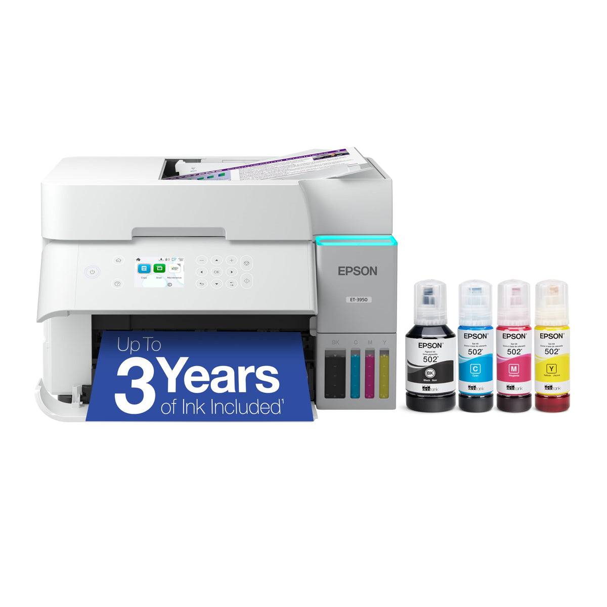 Epson EcoTank ET-3950 Wireless All-in-One Color Supertank Printer- White