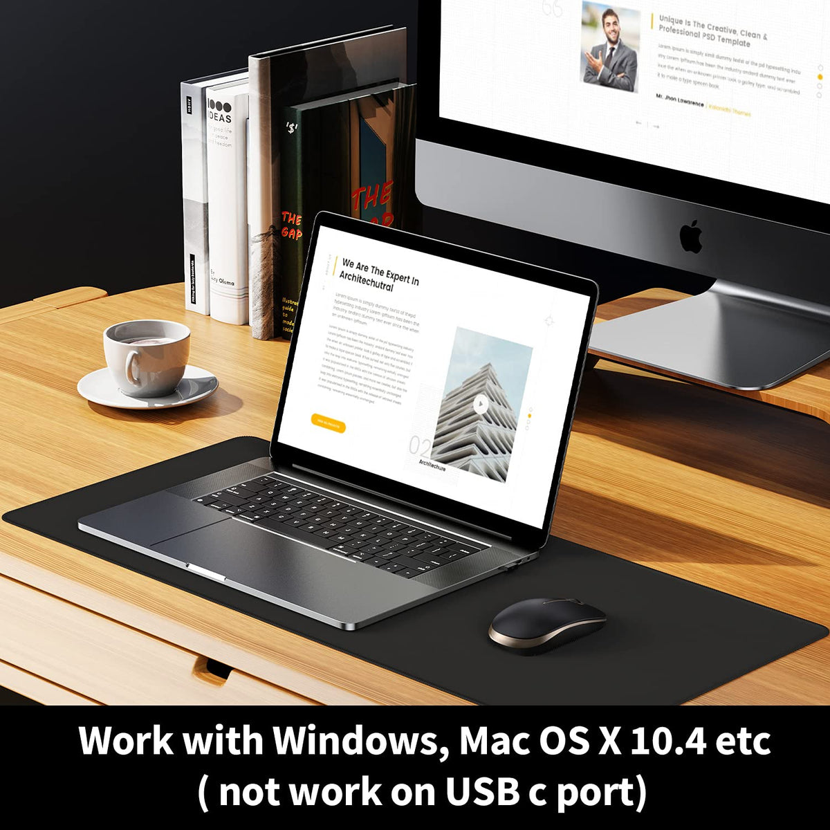 VssoPlor Wireless Mouse, 2.4G Slim Computer Laptop Mouse, Black and Gold