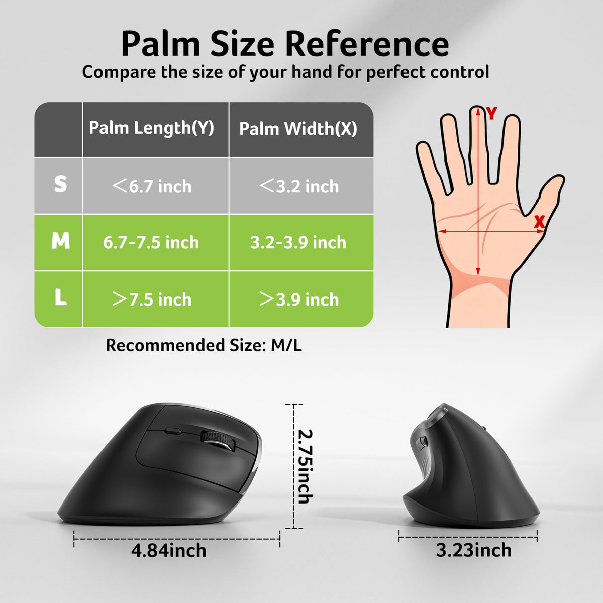 Acer Ergonomic Mouse Wireless, Vertical Computer Mouse for Laptop, PC