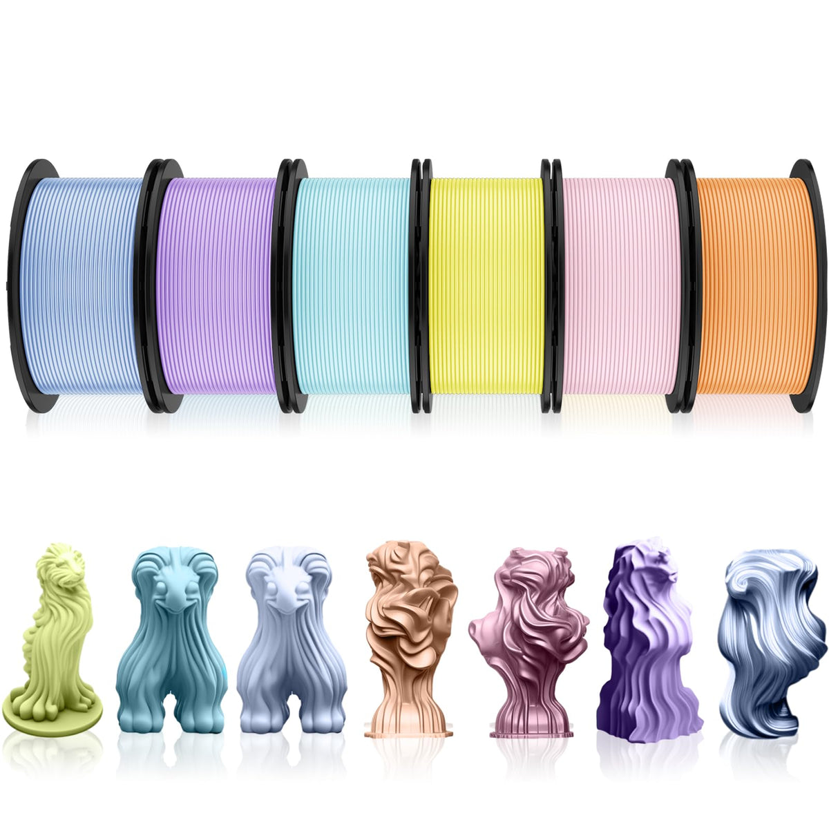 3D Printer Filament PLA Bundle 1.75mm (1.5 kg,Pastel Color)