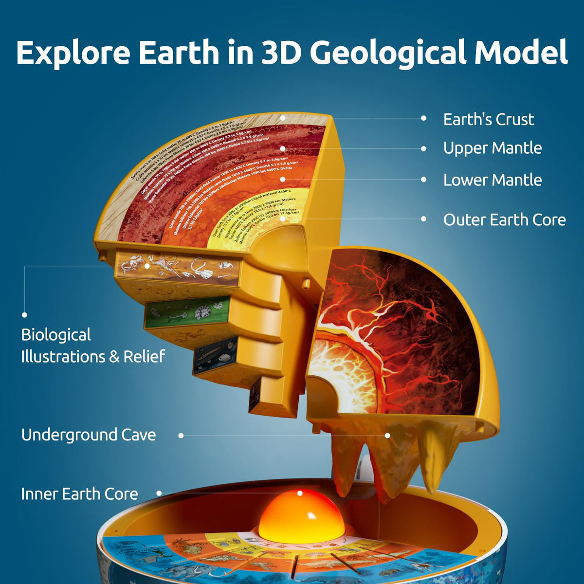 Science Can- Openable Globe for Kids, 8 Inch Interactive World Globe, Talking Model with Knowledge & Quiz Mode, Bilingual
