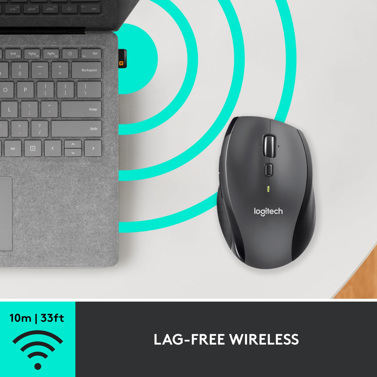 Logitech M705 Marathon Full Size 2.4 GHz Wireless Mouse - Black