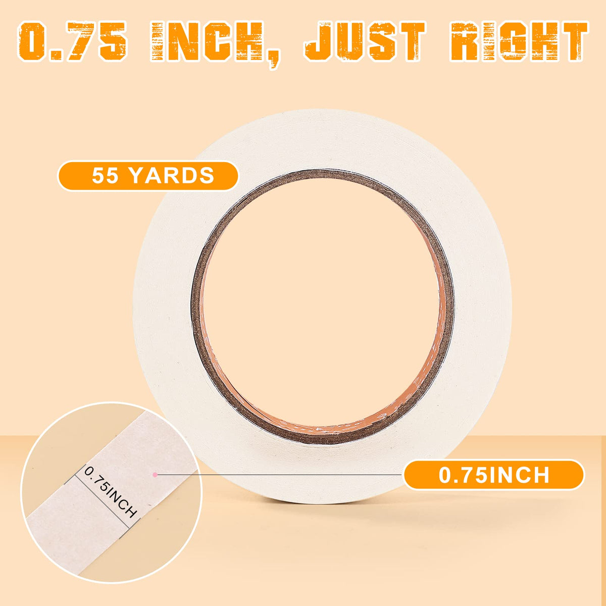 Masking Tape Bulk 10 Packs 0.75 Inch for General Purpose White Beige 55 Yds