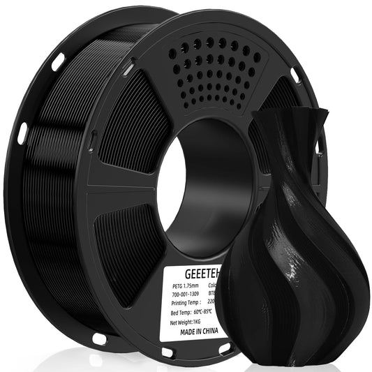 Geeetech PETG Filament 1.75mm, 1 KG (2.2lbs) Spool 3D Printer Filament, Black