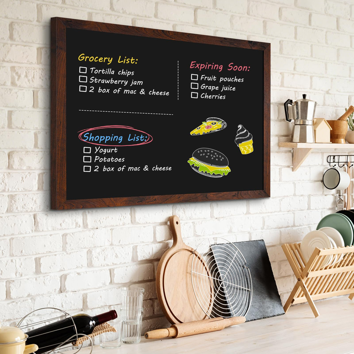 4 THOUGHT Magnetic Chalk Board 36" x 24", Rustic Brown
