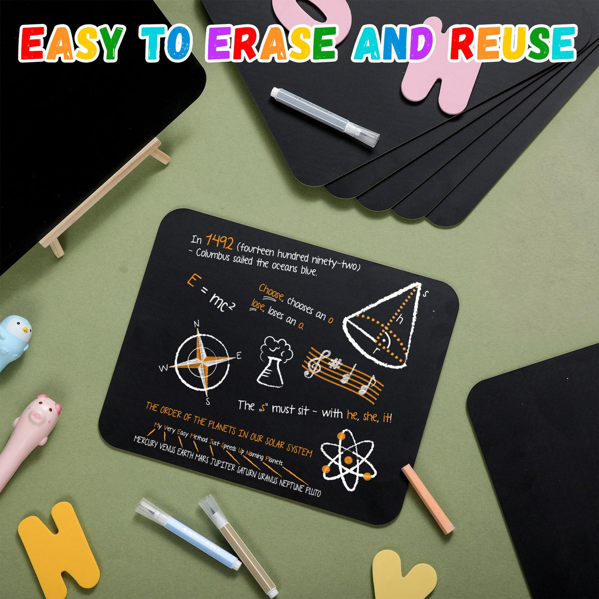 Humyoun 6 Pcs Chalk Board, Double-Sided Chalkboard, 9.5" X 12"