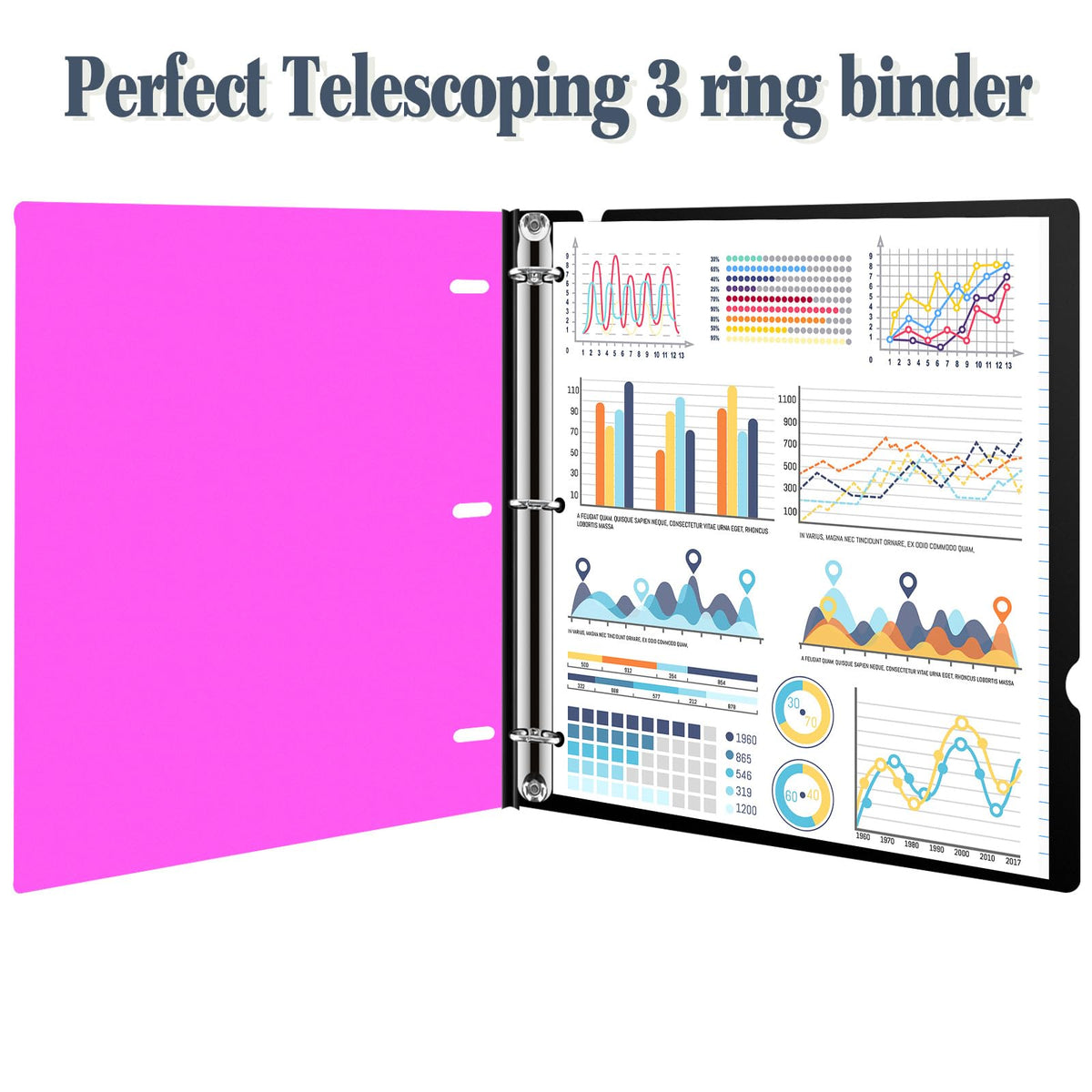 Telescoping 3 Ring Binder - 4PCS