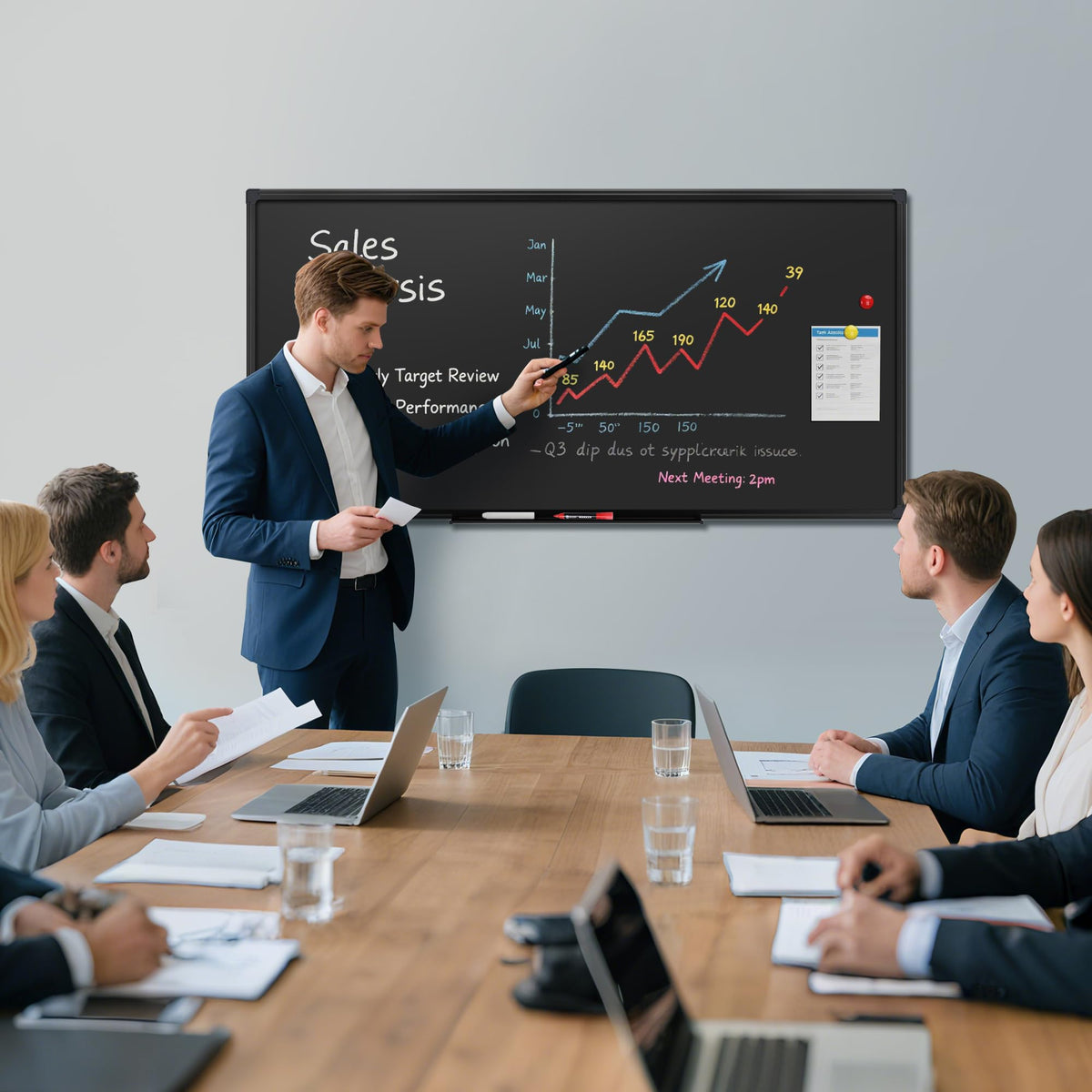 SELEAD Magnetic Chalkboard 48 x 24 Inches, Black Aluminum Frame