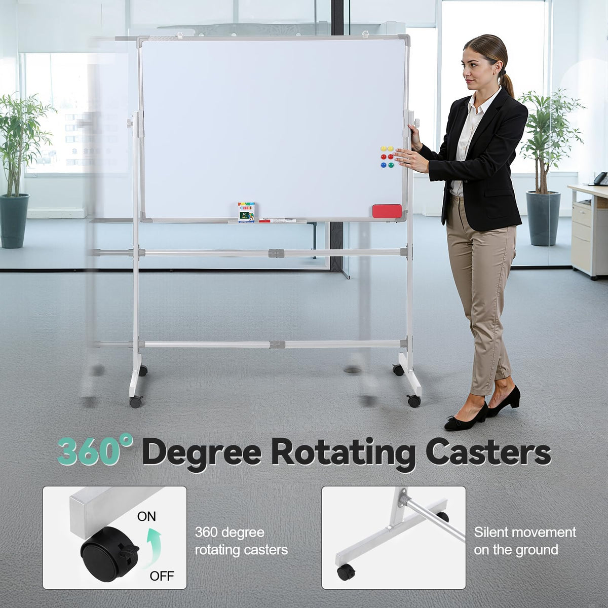 40x28 Inch Magnetic Whiteboard and Chalkboard