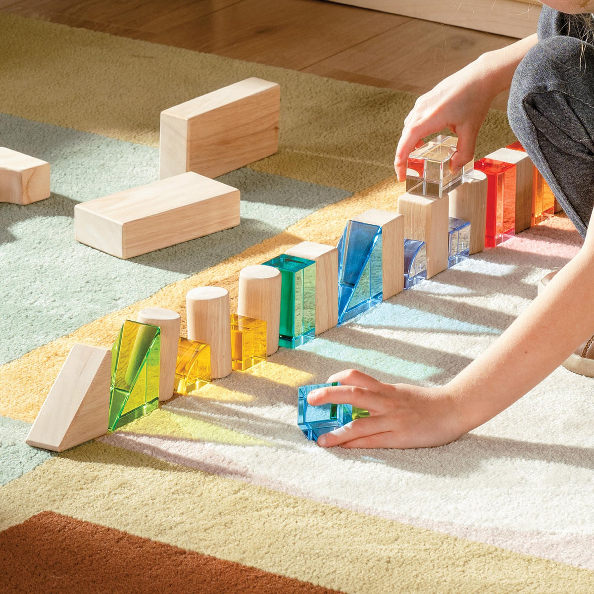 Guidecraft Acrylic Rainbow Unit Blocks - Foundation Set