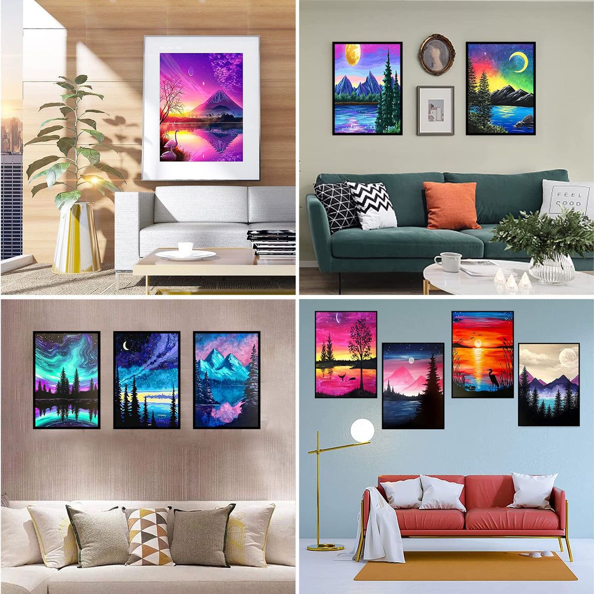 12 Pack Diamond Painting Kits, Paint by Number for Beginners, landscape