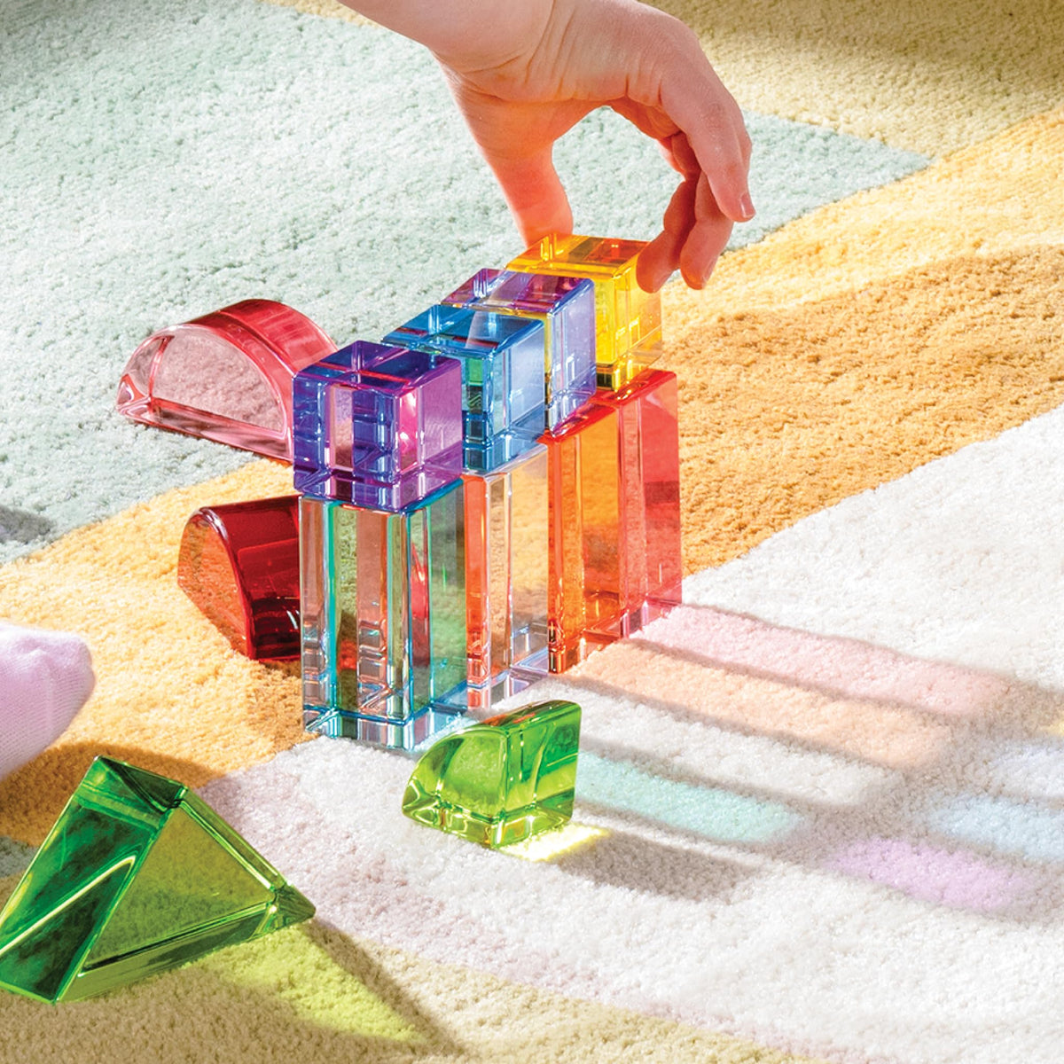 Guidecraft Acrylic Rainbow Unit Blocks - Foundation Set