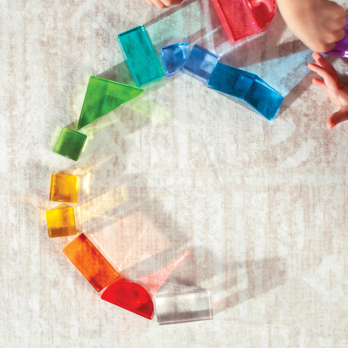 Guidecraft Acrylic Rainbow Unit Blocks - Foundation Set