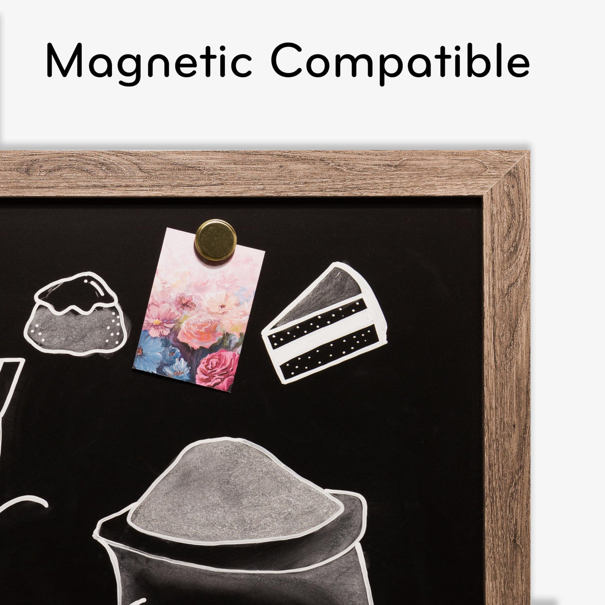 U Brands Magnetic Chalkboard, 24" x 36", Rustic Wood Frame