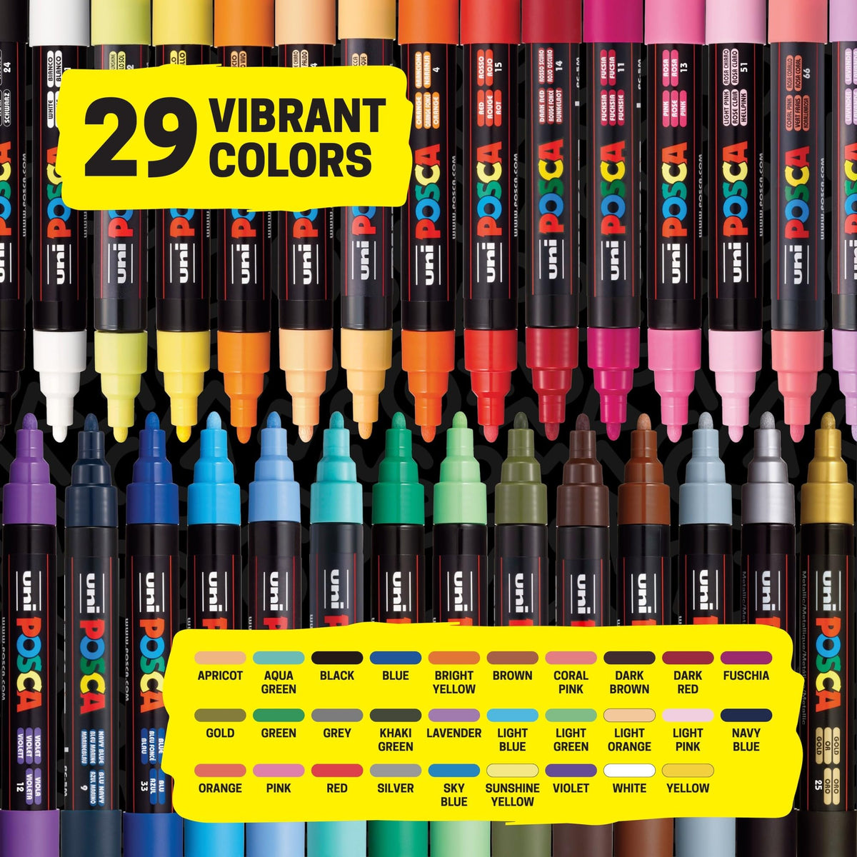 POSCA® PC-5M Paint Markers, 29 Count Medium Reversible Tip Set