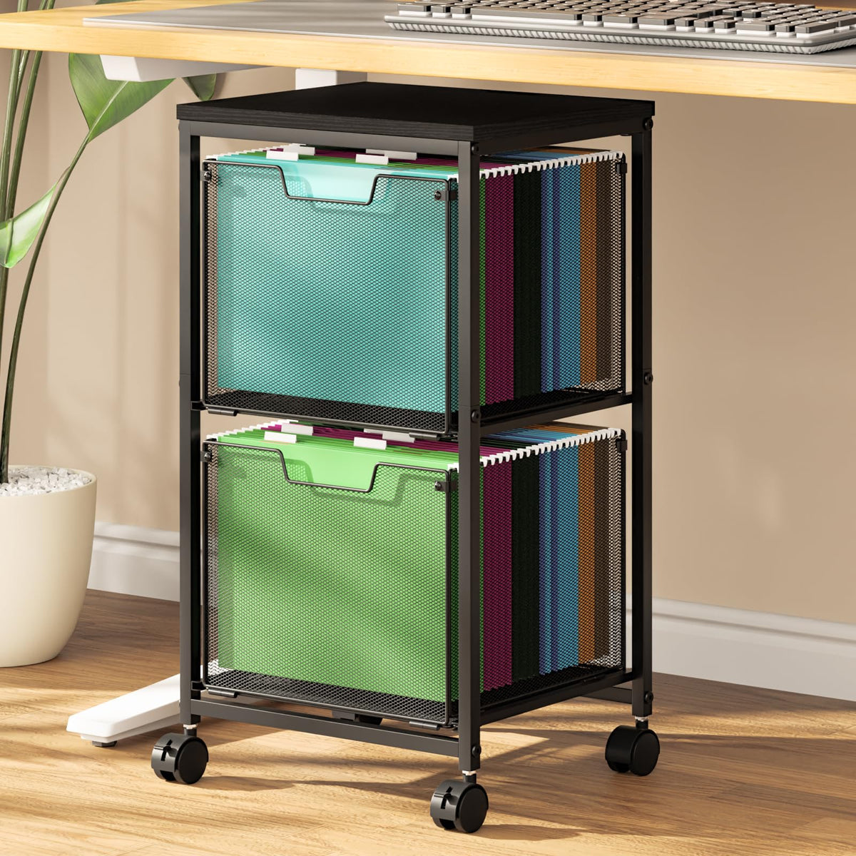 File Cart with 2 Storage Drawers