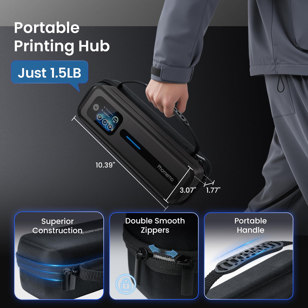 Portable Printer with Touchscreen for Travel with a Carry Case and 3 Rolls of Thermal Paper