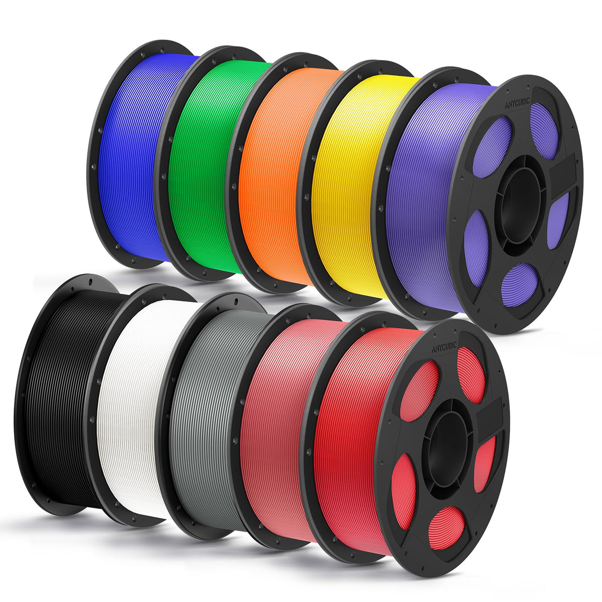 ANYCUBIC PLA Plus (PLA+), 1KG Spool, Black, White, Texture Grey, Pink, Red, Blue, Green, Orange, Yellow, Purple, 10KG in Total